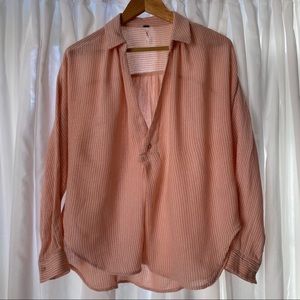 Free People Orange and White Tunic